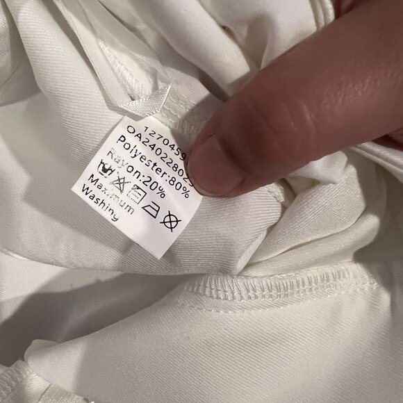 Commense Wide Leg Pleated White Cotton Pants High Waist Pants Size M - Picture 9 of 10